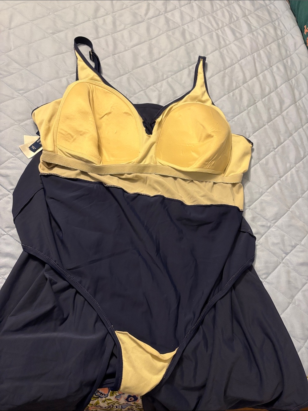 Denim&Co Navy Surplice One-Piece swim dress size 28W - Picture 10 of 11